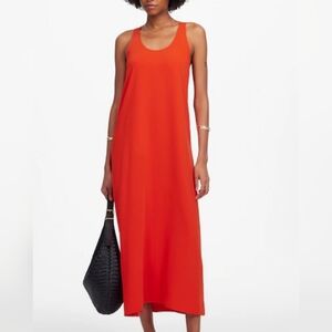 Madewell Sleeveless Scoopneck Midi Dress Bright Flame Red Orange sz XS